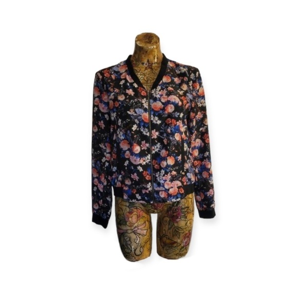 J. Cooper floral jacker zip front medium retro style - Picture 1 of 6